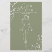Sage Green Blume Bridal Game Guess the Dress Flyer (Vorne)