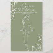 Sage Green Blume Bridal Game Guess the Dress Flyer (Vorne)