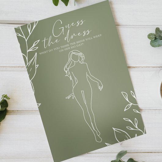 Sage Green Blume Bridal Game Guess the Dress Flyer
