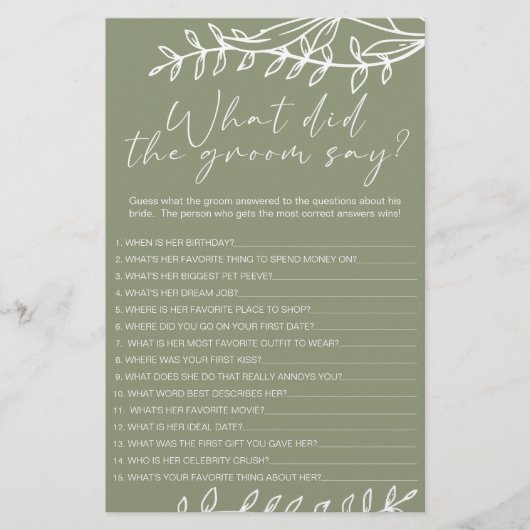 Sage Green Blume Game würde sagen: Flyer (Vorne)