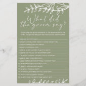 Sage Green Blume Game würde sagen: Flyer (Vorne)