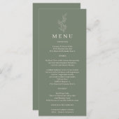 Sage Green Blume Ivy Line Menükarte (Vorne/Hinten)