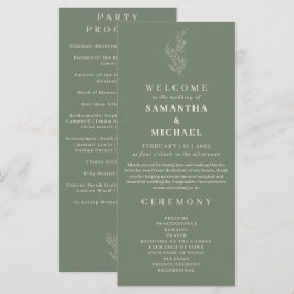 Sage Green Blume Ivy Wedding Program Menükarte