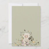Sage Green Blume Niedlich Sheep Lamm Einladung (Rückseite)