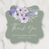 Sage Green Blume Script Brautparty Vielen Dank Geschenkanhänger (Rückseite)