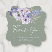 Sage Green Blume Script Brautparty Vielen Dank Geschenkanhänger (Vorderseite)