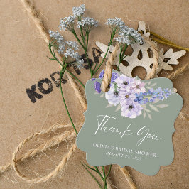 Sage Green Blume Script Brautparty Vielen Dank Geschenkanhänger