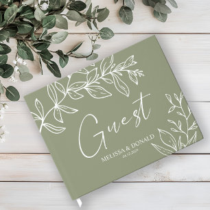 Sage Green Blume Simple Boho Wedding Gästebuch