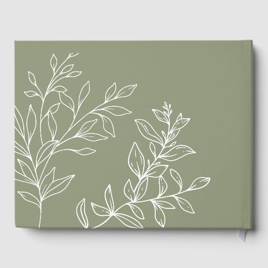Sage Green Blume Simple Boho Wedding Gästebuch (Rückseite)