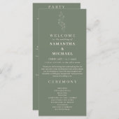 Sage Green Blume Tiny Floral Wedding Program Menükarte (Vorne/Hinten)