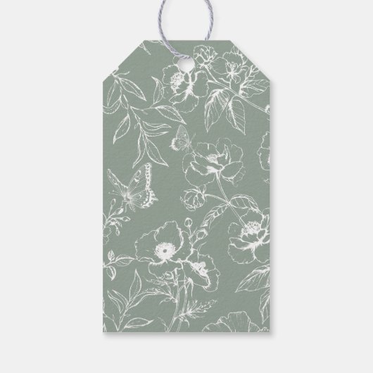 Sage Green Blumengarten Hochzeit Danke Geschenkanhänger (Rückseite)