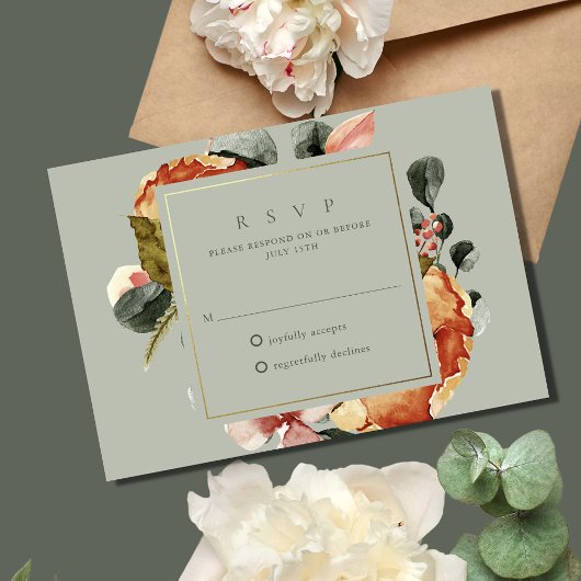 Sage Green Blumengarten Hochzeit RSVP Karte