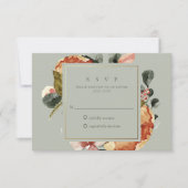 Sage Green Blumengarten Hochzeit RSVP Karte (Vorderseite)