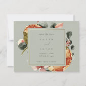 Sage Green Blumengarten Hochzeit Save The Date (Vorderseite)