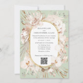 Sage Green Blumengarten Moderne QR Code Hochzeit Einladung (Vorderseite)