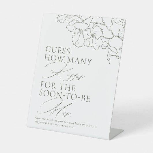 Sage Green bluoral rät wie viele Küsse Spiel Sockelschild (Vorderseite)