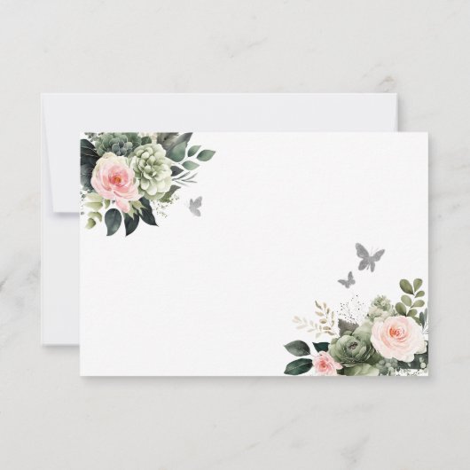 Sage Green Blush Geometric Princess Quinceañera RSVP Karte (Rückseite)