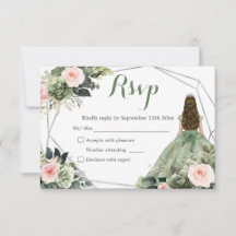 Sage Green Blush Geometric Princess Quinceañera