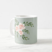 Sage Green Blush Serenity Watercolor Typografie Kaffeetasse (Vorderseite Links)