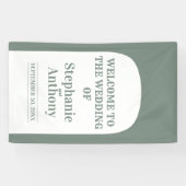 Sage Green Bohemian Retro Arch Wedding Banner (Horizontal)