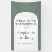 Sage Green Bohemian Retro Arch Wedding Banner (Vertikal)
