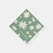 Sage Green Bohemisch Daisy Blume Napkins Serviette (Ecke)