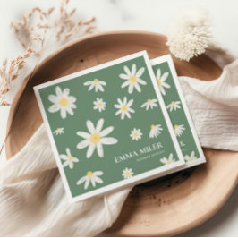 Sage Green Bohemisch Daisy Blume Napkins Serviette