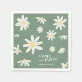 Sage Green Bohemisch Daisy Blume Napkins Serviette (Vorderseite)