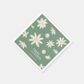 Sage Green Bohemisch Daisy Blume Napkins Serviette (Ecke)
