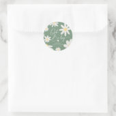 Sage Green Bohemisch Daisy Blume Round Sticker (Tasche)