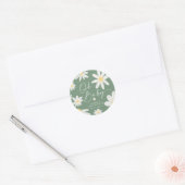 Sage Green Bohemisch Daisy Blume Round Sticker (Umschlag)