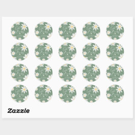 Sage Green Bohemisch Daisy Blume Round Sticker