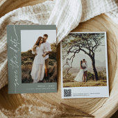 SAGE Green Bohemisch Foto Save the Date Card Einladung