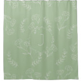 Sage Green Bohemisch Monogram Duschvorhang (Vorderseite)