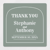 Sage Green Bohemisch Retro Arch Vielen Dank für Ih Etiketten (Design 1)