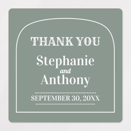 Sage Green Bohemisch Retro Arch Vielen Dank für Ih Etiketten (Design 1)