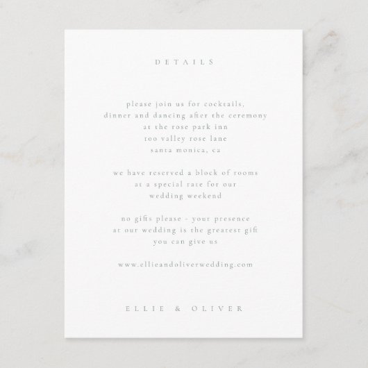 Sage Green Boho 1 Wedding Modern Begleitkarte (Vorderseite)