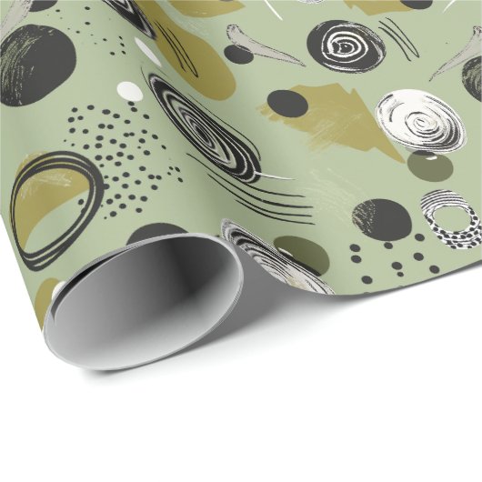 Sage Green Boho Abstrakt Geschenkpapier (Rolleneckpunkt)