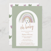 Sage Green Boho Arch Baby Dusche Einladung (Vorne/Hinten)