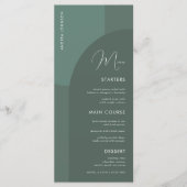 Sage Green Boho Arch Gastname Hochzeitsessen Männe Menükarte (Vorderseite)