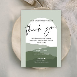 Sage Green Boho Arch Simple Logo Business Dankeskarte
