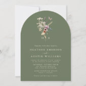 Sage Green Boho Arch Wedding Einladung (Vorderseite)