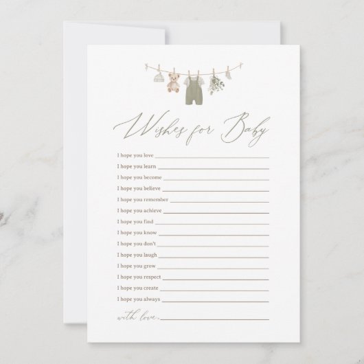 Sage Green Boho Baby Clothes Wishes for Baby Einladung (Vorderseite)
