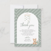 Sage Green Boho Baby Kinderzimmer Dankeskarte (Vorderseite)