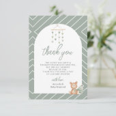 Sage Green Boho Baby Kinderzimmer Dankeskarte (Stehend Vorderseite)