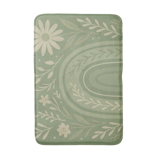 Sage green Boho Bath Mat Badematte (Vorderseite Vertikal)