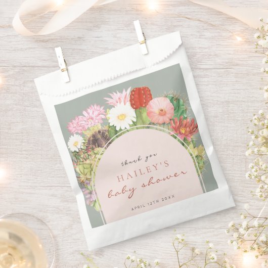 Sage Green Boho Bloom Cactus Baby Shower Geschenktütchen (Ausgeschnitten)