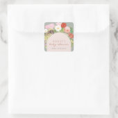 Sage Green Boho Bloom Cactus Baby Shower Quadratischer Aufkleber (Tasche)