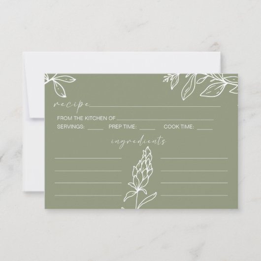 Sage Green Boho Blume Hochzeitskarte Mitteilungskarte (Vorderseite)