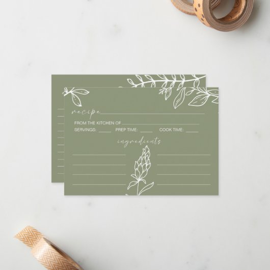 Sage Green Boho Blume Hochzeitskarte Mitteilungskarte (Vorderseite/Rückseite Beispiel)